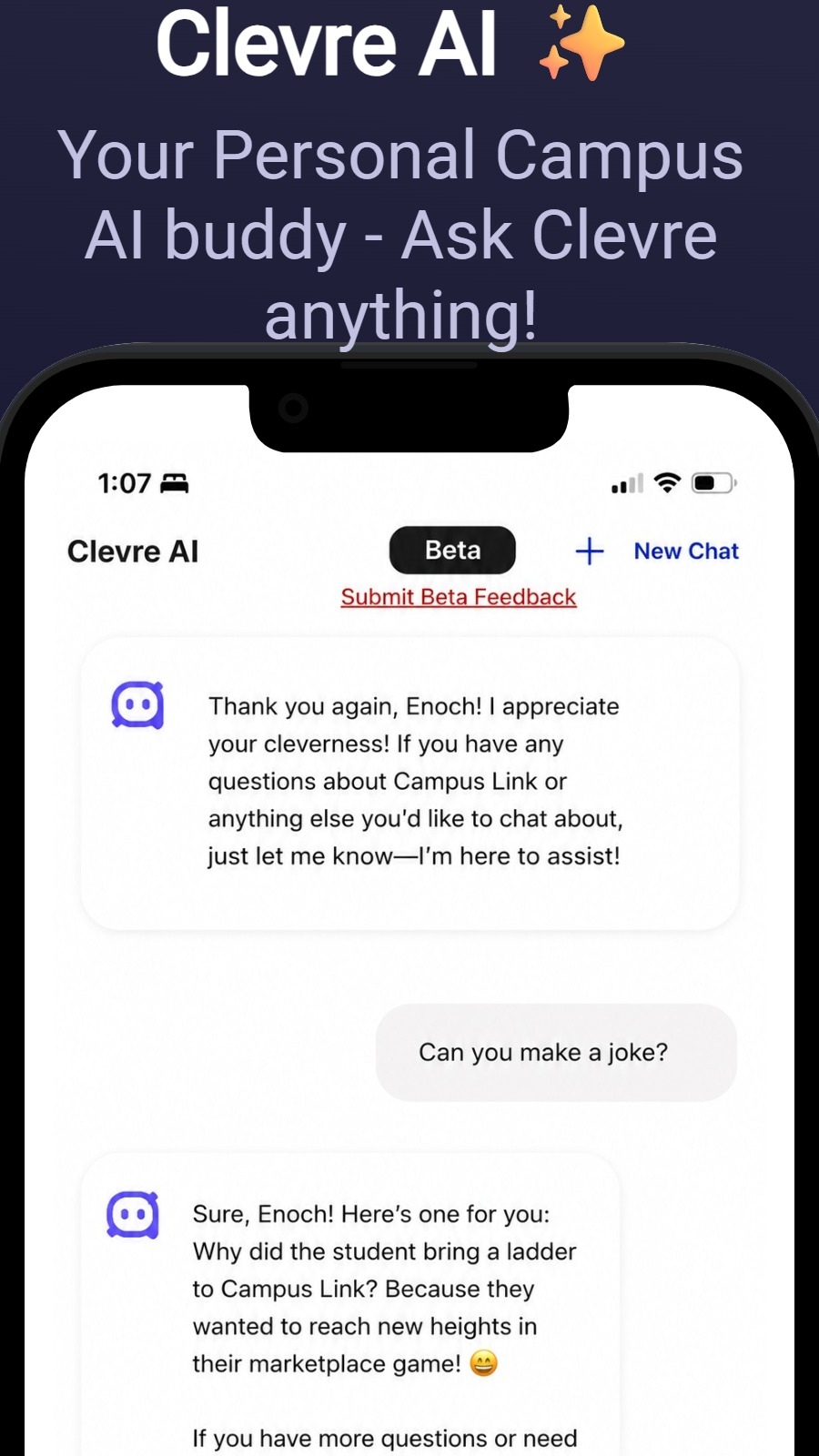 Clevre AI ✨ - Your Personal Campus AI buddy - Ask Clevre anything!