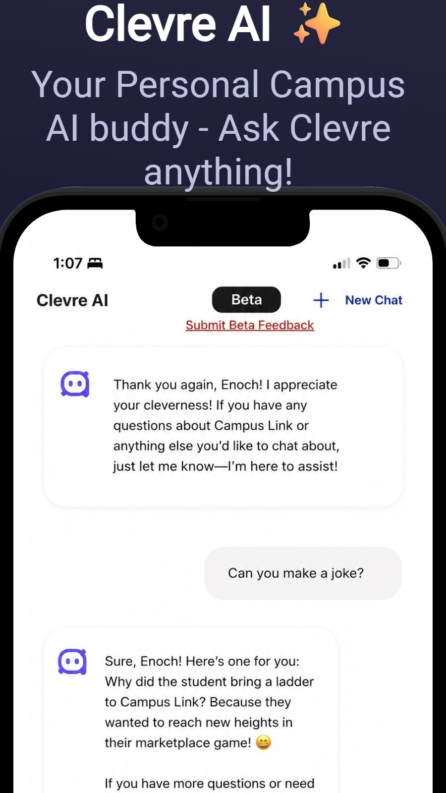 Clevre AI ✨ - Your Personal Campus AI buddy - Ask Clevre anything!