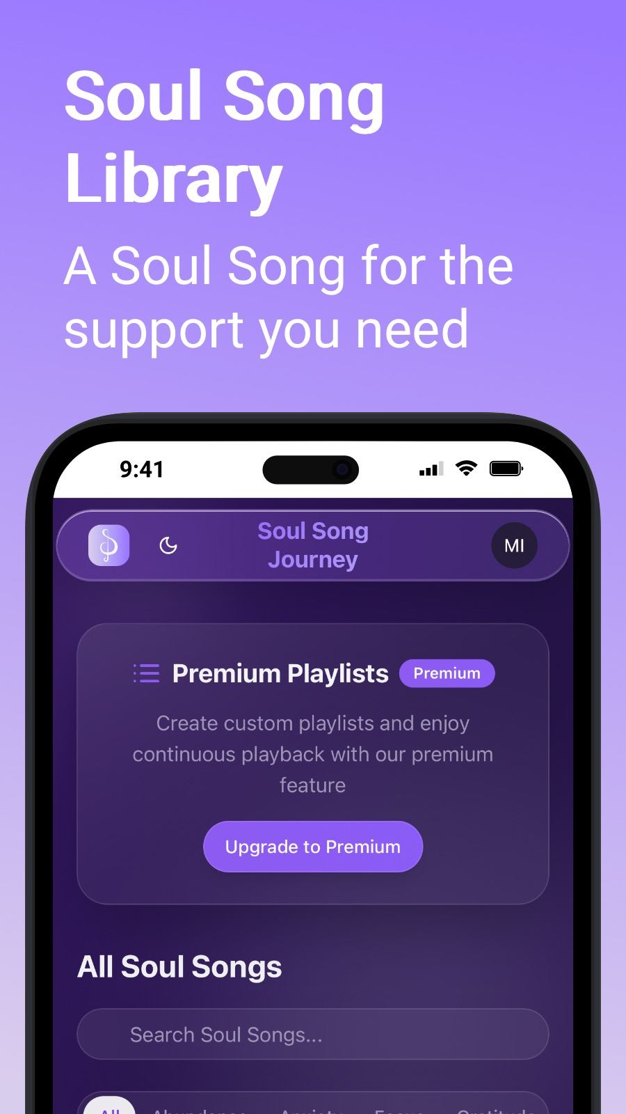 Soul Song Library - A Soul Song for the support you need