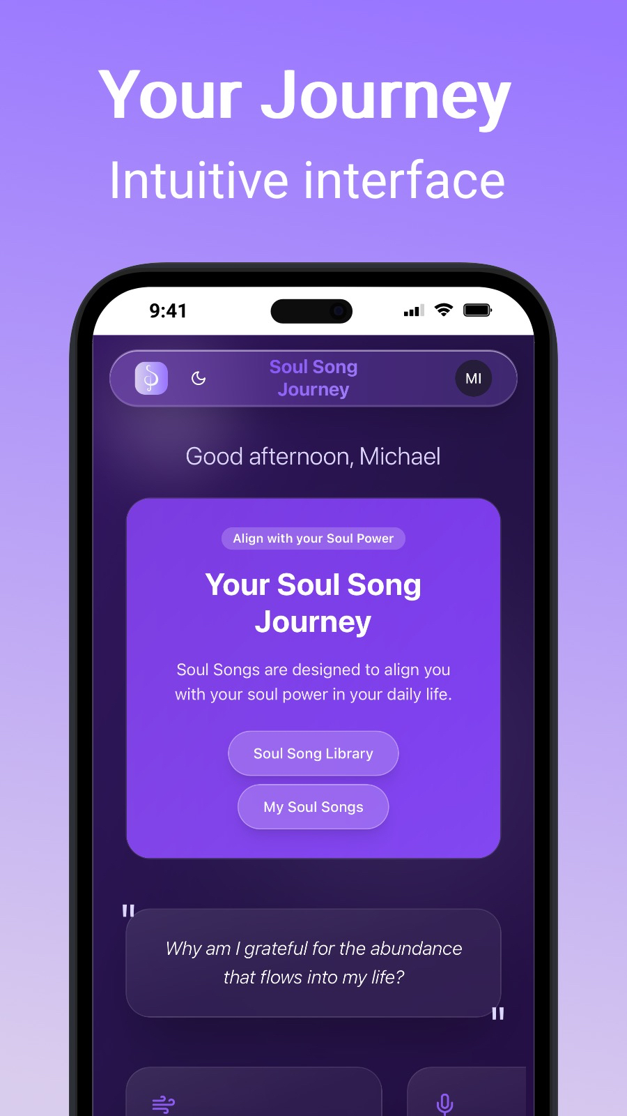 Your Journey - Intuitive interface