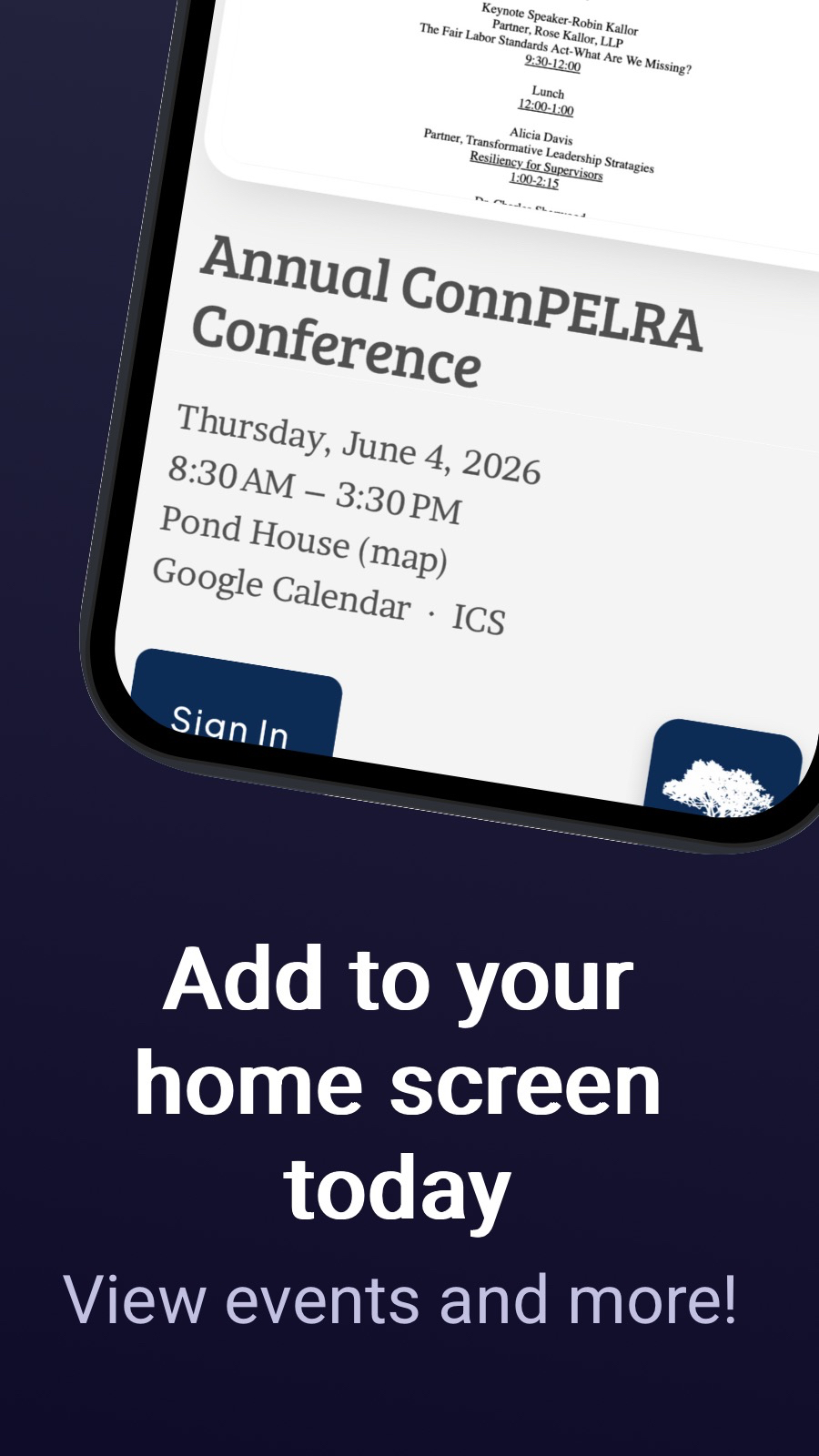 Add to your home screen today - View events and more!