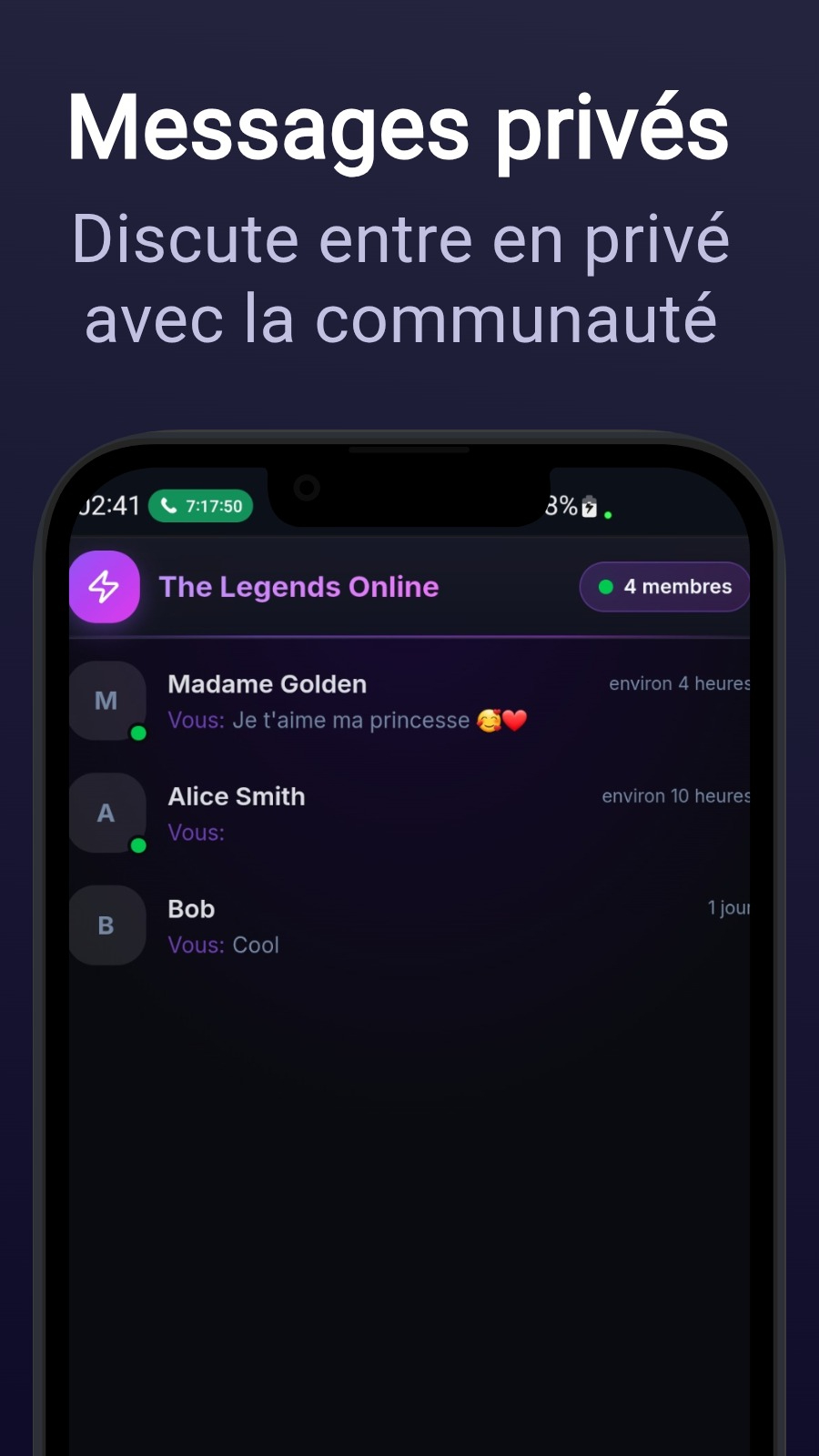 Messages privés - Discute entre en privé avec la communauté