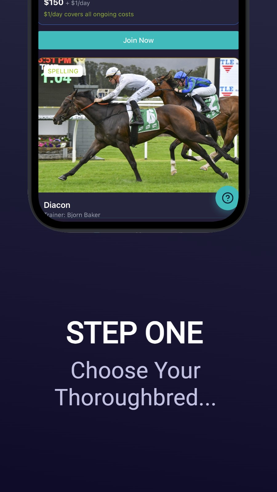 STEP ONE - Choose Your Thoroughbred...