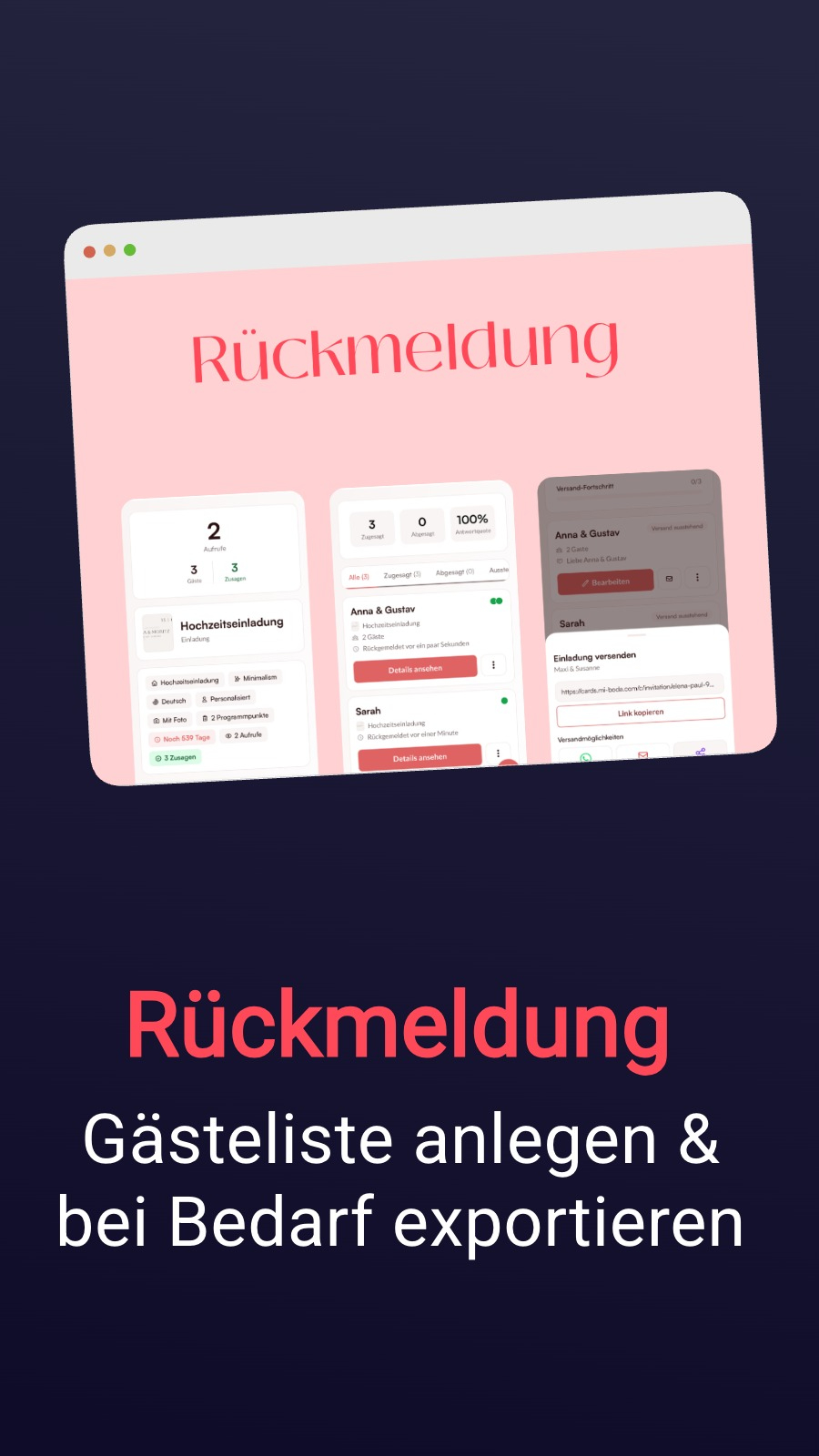 Rückmeldung - Gästeliste anlegen & bei Bedarf exportieren