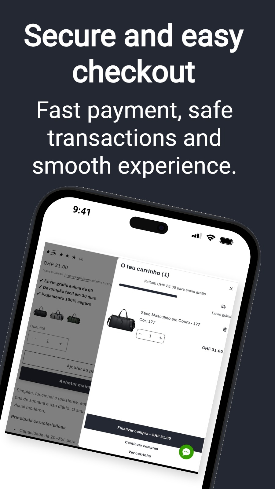 Secure and easy checkout - Fast payment, safe transactions and smooth experience.